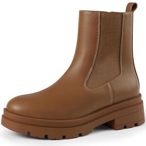 Womens Chelsea Boots Chunky Heel High Elastic Slip On Ankle Booties